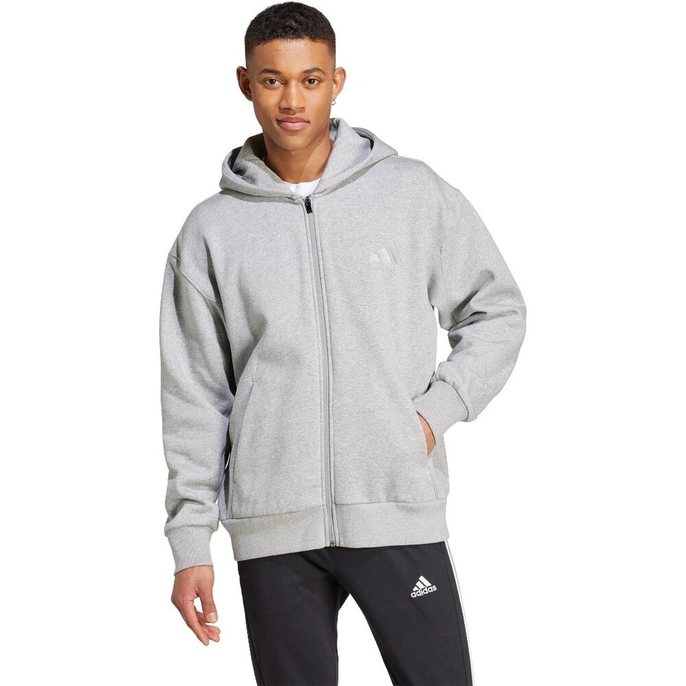 adidas Men's Standard Essentials Full-Zip Hoodie Size XL Gray